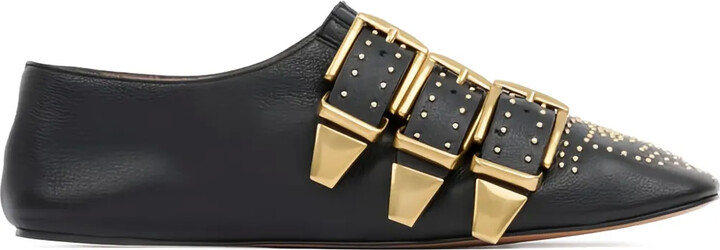 Chloé Susanna buckle-details studded flat pumps