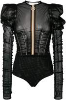Thumbnail for your product : Maison Margiela ruched sleeve mesh body