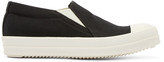 Thumbnail for your product : Rick Owens Black Canvas Boat Slip-On Sneakers