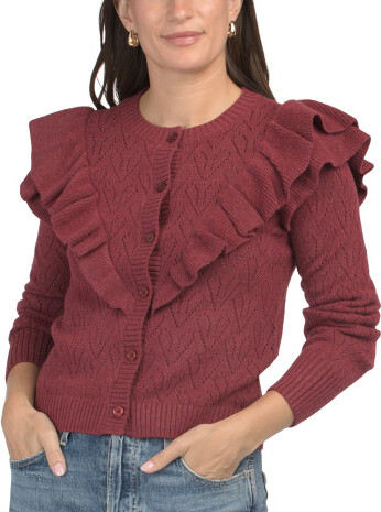 Fem Ruffle Shoulder Cardigan for Women | Polyester/Nylon