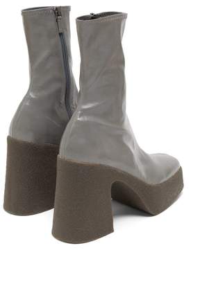Stella McCartney Patent Faux Leather Platform Ankle Boots - Womens - Grey