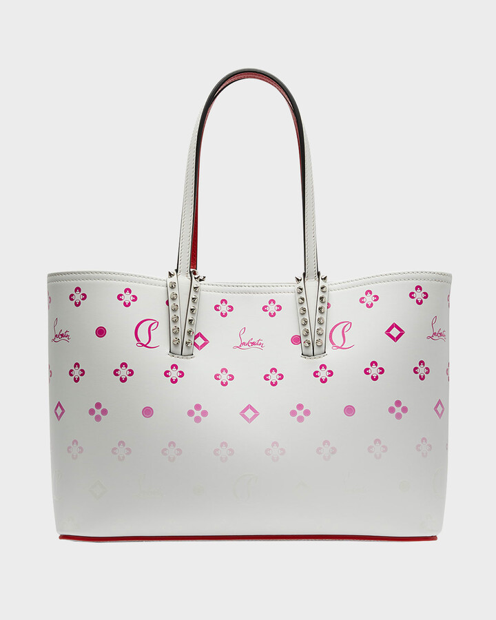 Christian Louboutin Cabata Small Embellished Textured-leather Tote In Pink