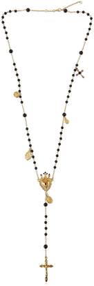 Dolce & Gabbana Onyx Beads Brass Rosary Necklace