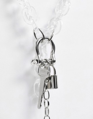 ASOS EDITION clear neck chain with padlock