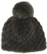 Thumbnail for your product : Pologeorgis Knitted Mink Hat With Fox Fur Pom-Pom
