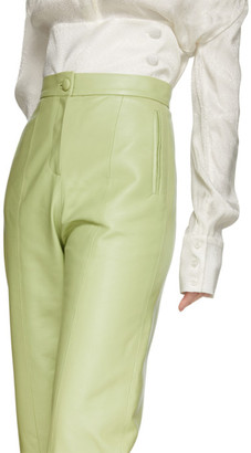 MATÉRIEL Green Faux-Leather Slit Pants