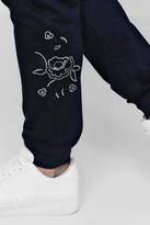 Thumbnail for your product : boohoo Big And Tall Rose Embroidered Jogger
