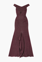 Thumbnail for your product : Roland Mouret Ray Off-the-shoulder Metallic Piqué Gown