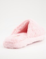 Thumbnail for your product : Truffle Collection fluffy mule slipper in light pink