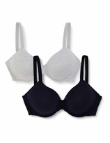 Thumbnail for your product : Iris & Lilly Amazon Brand Women's T-Shirt Cotton Bra Pack of 2 Multicoloured (Grey Marl/Nude) 36DD Label:36DD