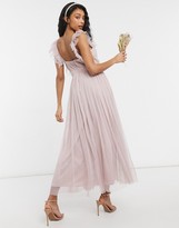 Thumbnail for your product : Anaya With Love Bridesmaid tulle frill sleeve midaxi dress in pink