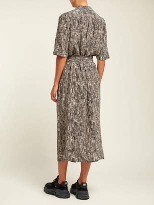 Raey Broken Stripe-print Silk Shirtdress - Womens - Grey Multi