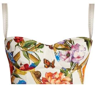 Dolce & Gabbana Floral-print bustier cropped top