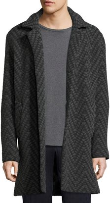 Etro Long Chevron Wool Cardigan Coat, Gray