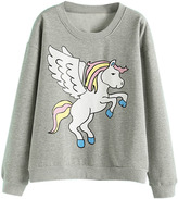 Thumbnail for your product : Choies Gray Unicorn Print Long Sleeve Sweatshirt