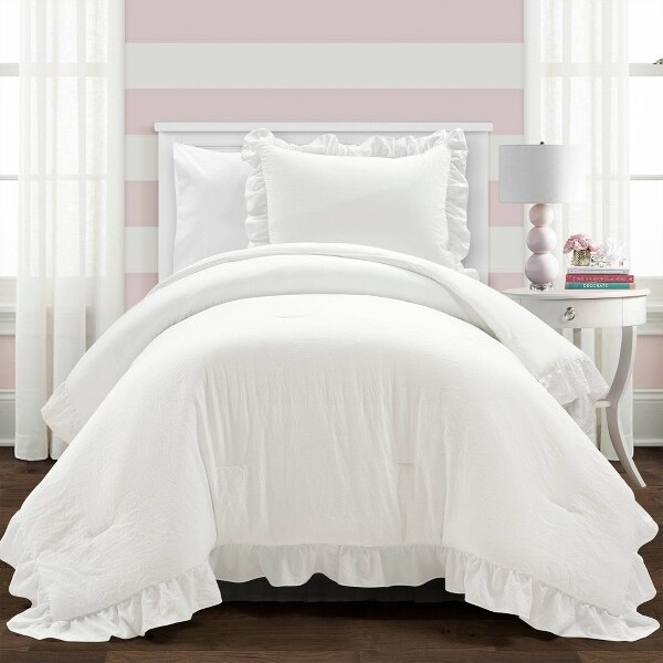 Lush Decor 3pc Reyna Ultra Soft Oversized Comforter Set Pure: Microfiber, OEKO-TEX Certified, Includes Shams