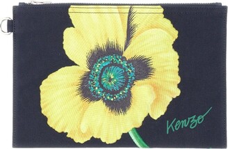 Kenzo Poppy Floral Printed Zipped Large Clutch Bag