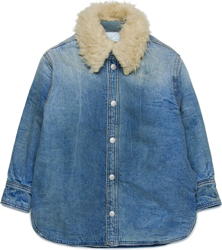MM6 MAISON MARGIELA Kids Faux-Fur Collar Denim Jacket