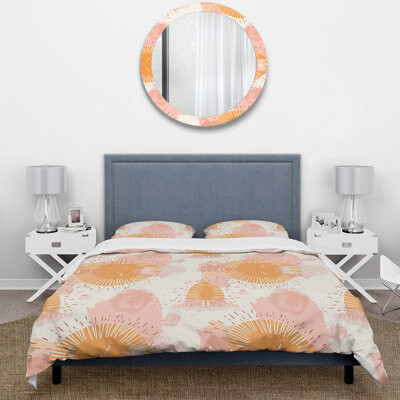 Design Art Pink Orange Morning Glow Sun I - Boho Duvet Cover Set