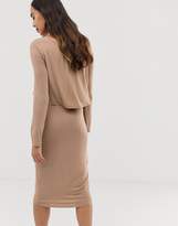 Thumbnail for your product : Bluebelle Maternity midi 2 in 1 dress in taupe