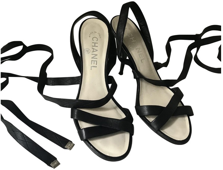 Chanel Black Leather Sandals - ShopStyle
