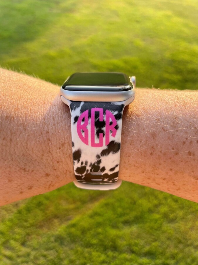Personalized Black Cow Watch Band