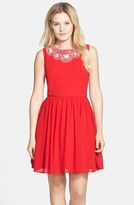 Thumbnail for your product : Way-In Embellished Cutout Collar Skater Dress (Juniors)