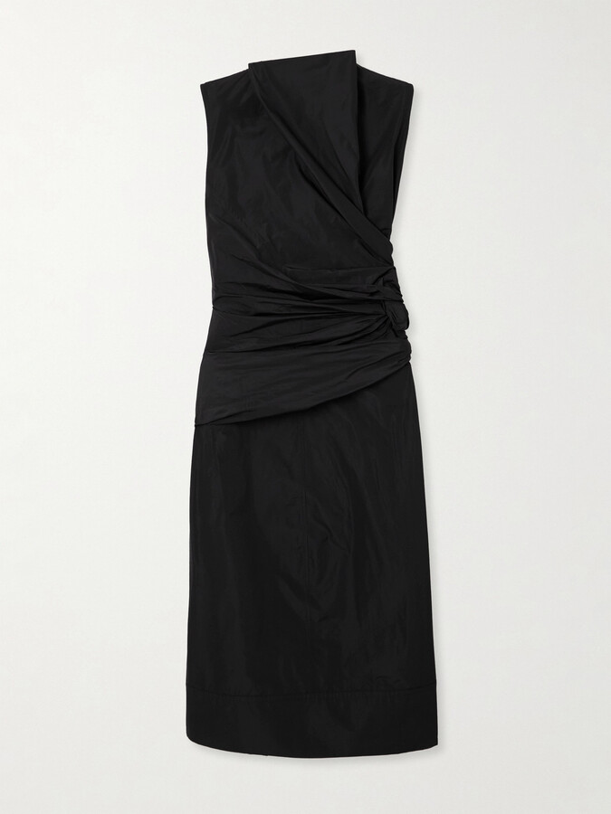 Jil Sander Gathered Shell Midi Dress - Black