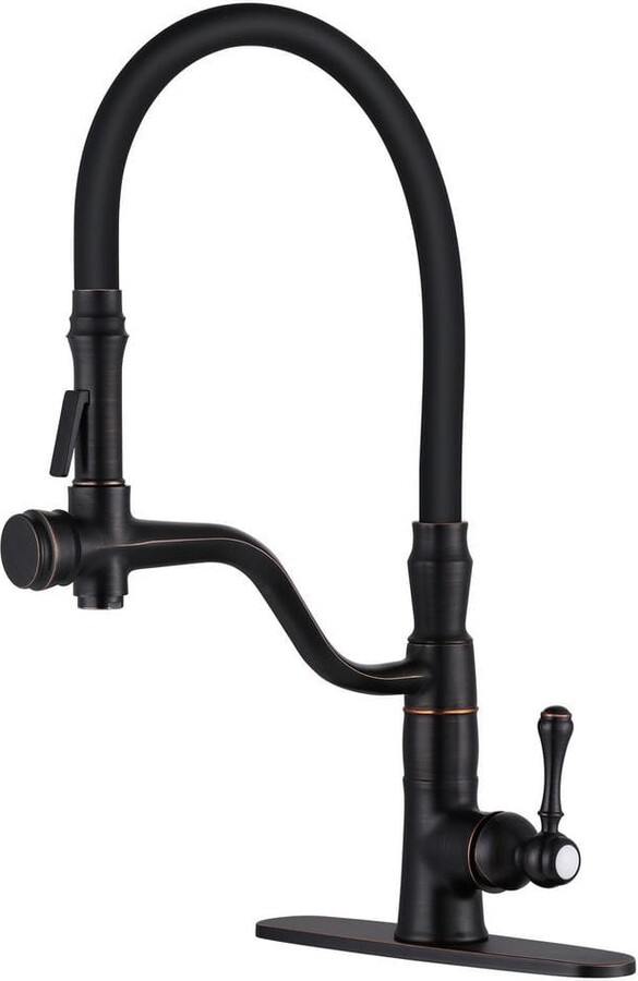 ARCORA Single-Handle Solid Brass High Arc Kitchen Faucet with Sprayer in Oil Rubber Bronze