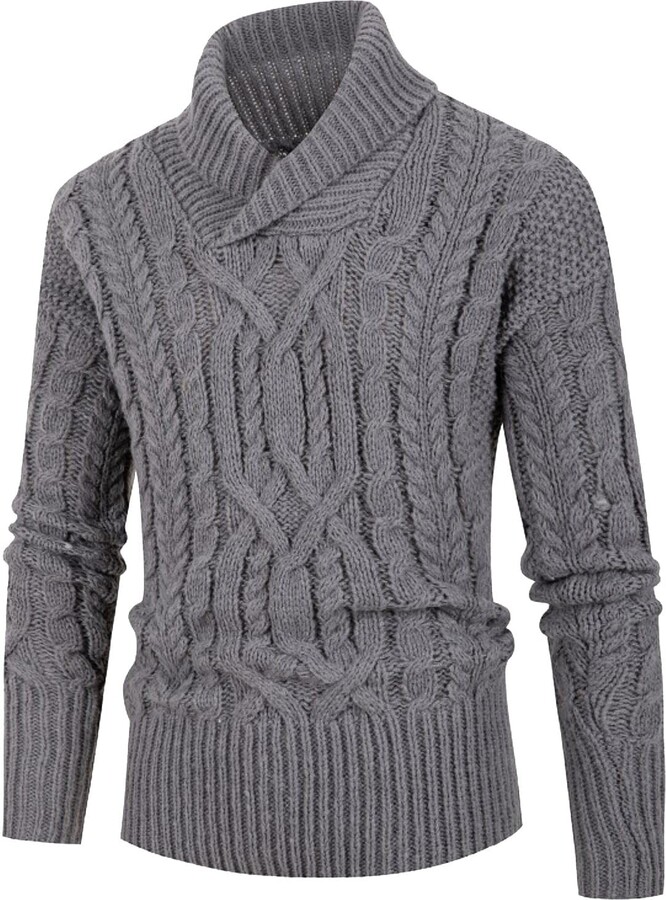 Men's Jumpers Roll Neck Ribbed Jumper QIFLY Mens Thick Warm