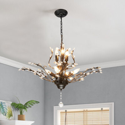 Rosdorf Park Hardi 7-Light Shaded Classic Chandelier with Crystal Accents