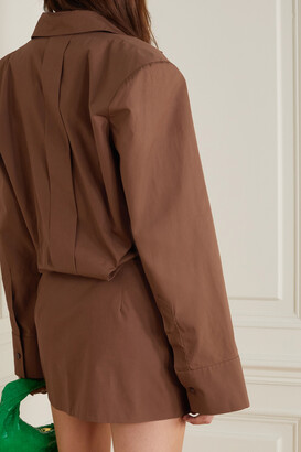ATTICO Cotton-poplin Mini Shirt Dress - Brown