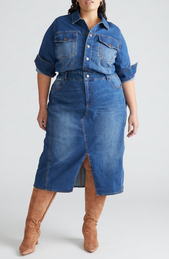 Dakota Long Sleeve Denim Midi Shirtdress