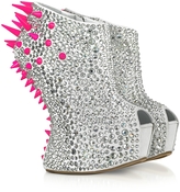 Thumbnail for your product : Giuseppe Zanotti Neon Resin Spike and Crystal Suede Wedge