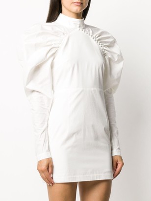 Rotate by Birger Christensen Structured Shoulder Gathered-Detail Dress