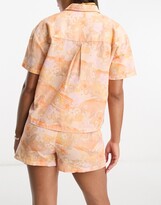 Thumbnail for your product : Miss Selfridge linen look resort shirt in orange tropical floral (part of a set)