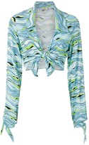 Thumbnail for your product : AMIR SLAMA Wave-Print Cropped Shirt