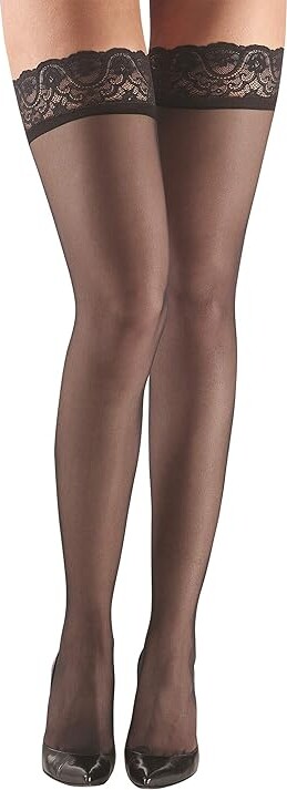 Commando Up All Night Sexy Sheer with Lace HTH06 Women's Thigh High Socks Shoes Black : SM/MD, Lace/Nylon/Spandex
