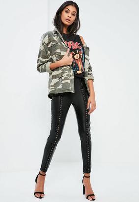 Missguided Faux Leather Hook And Eye Front Leggings