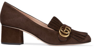 Gucci Fringed Suede Pumps - Brown