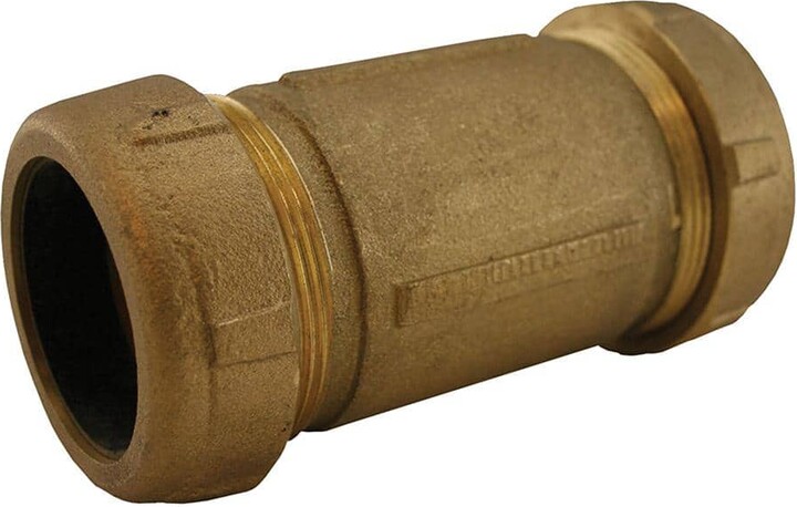 Jones Stephens 1-1/2 in. IPS Bronze Coated Brass Compression Coupling (5 in. Length) for Pipe Repair