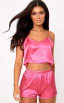 Thumbnail for your product : PrettyLittleThing Hot Pink Satin Pyjama Shorts Set