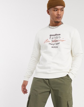 ASOS DESIGN sweatshirt in white with goodbye print