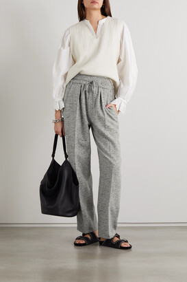 Etoile Isabel Marant Miroki Pleated Cotton-blend Tapered Pants - Gray