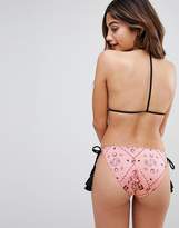 Thumbnail for your product : ASOS Design Western Bandana Print Stud Tie Side Bikini Bottom