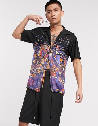 Blood Brother popper coaches shirt in all-over print