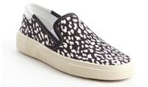 Thumbnail for your product : Saint Laurent black and white leopard printed canvas slip on loafers