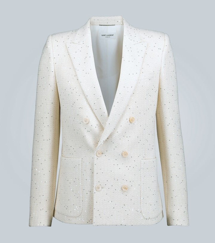Saint Laurent Doublebreasted sequin tweed blazer ShopStyle