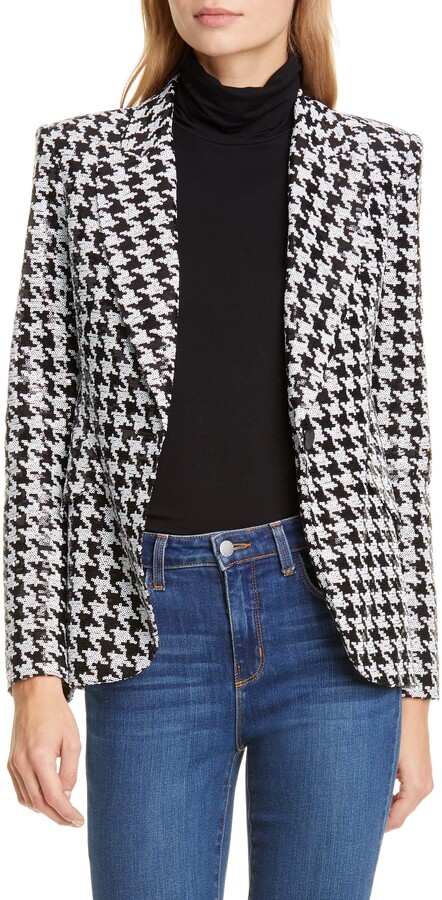 L'Agence Chamberlain Sequin Houndstooth Blazer - ShopStyle