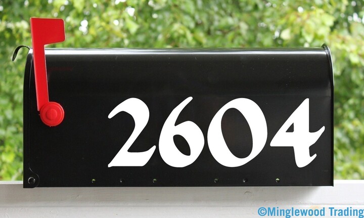 Antique Medieval Style Mailbox Numbers - Vinyl Sticker 1" To 8" Tall Name Home House Office Address Dg